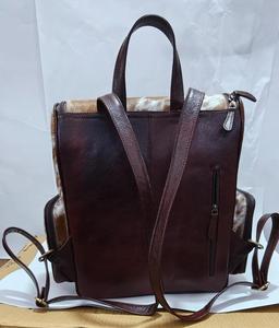 Mochila de Cuero con Pelo de Vaca Vintage, Mochila de Viaje, Mochila Geométrica con Grabado, Mochila de Estilo Bohemio Occidental, Bolsa de Pañales para Hombres y Mujeres - Product Image 4