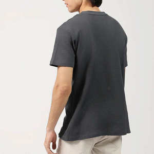 Mens Polyester Cotton Knitted T Shirt Regular Fit Crew Neck Short Sleeve Plain Tee Wholesale Custom Logo Summer Wear Bulk - Product Image 3