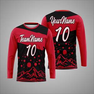 Maillot de sport personnalisé à manches longues en polyester 100% avec sublimation, impression du nom et du numéro de l'équipe sur le devant, séchage rapide - Product Image 1