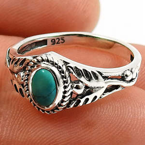 New Retro Design <b>Turquoise</b> Gemstone <b>Ring</b> In 925 Sterling Silver Unisex Jewelry Beautiful Valentine's Day Gift At Lowest Price - Product Image 2