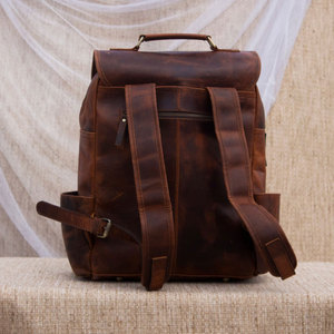 Sac à dos en cuir de qualité supérieure, prix de gros OEM, en vente. Sac à dos en cuir véritable de qualité premium, logo personnalisé. - Product Image 3