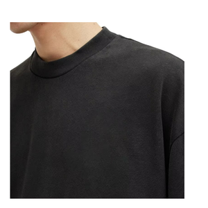 T-shirt décontracté pour homme en coton noir imprimé, coupe oversize, manches courtes, col rond, maille jersey unie, anti-boulochage, anti-plis - Product Image 5
