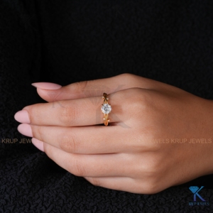 แหวนหมั้นเพชรทรงกลมเพาะเลี้ยงแบบเกลียวลายเถาวัลย์ ทองคำแท้ 14K ดีไซน์กิ่งไม้ธรรมชาติ แหวนแต่งงานสำหรับผู้หญิง - Product Image 4