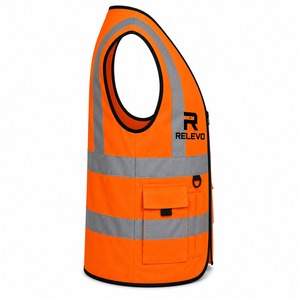 Chaleco de Seguridad Reflectante Relevo Naranja, Alta Visibilidad, Múltiples Bolsillos, Equipo de Trabajo Clase 2, Ropa de Construcción - Product Image 3