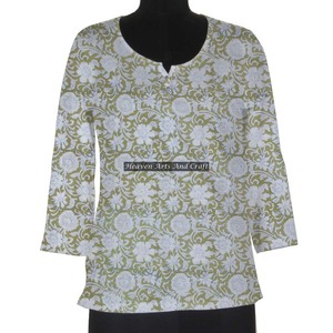 Ropa étnica india 1 pieza Ropa de mujer Bloque de mano Impreso Kurtis indio Exclusivo Bloque de mano indio Premium - Product Image 1