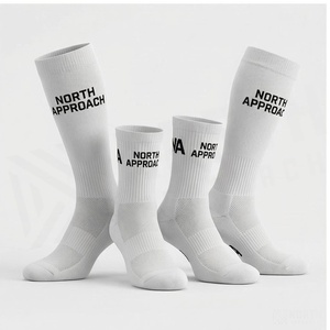 North Approach <b>Knee</b> <b>High</b> <b>Socks</b> White Cotton Breathable Basketball <b>Socks</b> for Adults Summer Season - Product Image 3