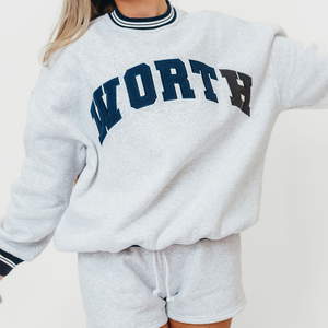 Womens White Graphic Sweatshirt NORTH print oversized casual cozy softcotton warm comfortable stylish trendy long sleeve relaxed - Product Image 6