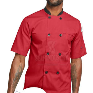 Chemise de Chef Personnalisée en Polycoton de Qualité Supérieure 2025 pour Hôtels et Restaurants, Boutons sur le Devant, Petit Col, Poche Apparente - Product Image 2