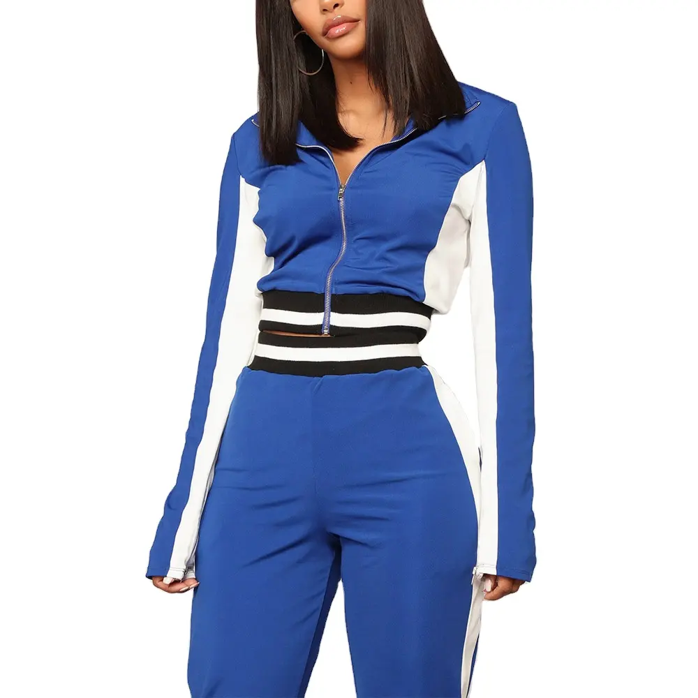 Latest Design Two Piece Sports Wear Tracksuits For Women Zipper Up Sweat Shirts Sexy Women's Tracksuits