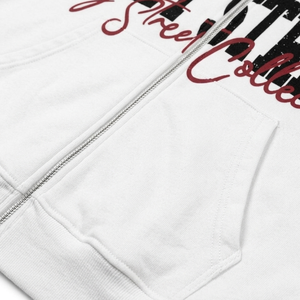 Sweat à capuche zippé vintage pour homme en coton 100% de haute qualité, épais, avec logo et motif lettres sur la manche, effet délavé à l'acide - Product Image 5