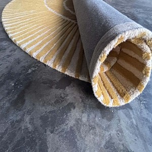 Tapis de luxe rond à motif spirale, beige neutre, tufté à la main, texturé, tapis contemporain doux pour salon, chambre à coucher, décoration intérieure - Product Image 5