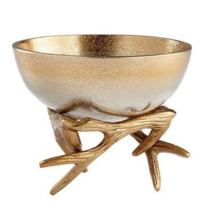 Tazón para Servir de Grado Alimenticio con Base de Diseño, Artículos Decorativos para Catering, Tazón Dorado de Metal Sólido para Servir Frutas y Ensaladas - Product Image 1