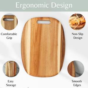 Tabla de cortar redonda de madera de acacia con asa, rústica, para picar y servir, para charcutería, queso, pizza, pan, para exportación - Product Image 4