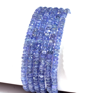 Cuentas Rondelle facetadas de tanzanita Natural genuina de 4mm para hacer joyas Cuentas de tanzanita - Product Image 1
