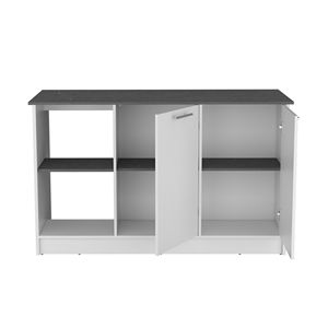 Isola da Cucina Bianca/Onice con Ampio Piano di Lavoro, Mobile a Doppia Anta e Ripiani Aperti - Product Image 6