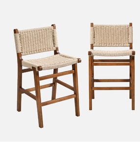 Tabouret de bar en teck américain, fabriqué en Indonésie, meubles en bois massif - Product Image 1