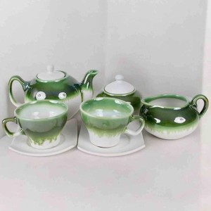 Juego de Té de Cerámica Rústica Esmaltada con Tetera, Tazas, Azucarera y Jarra para Crema en un Acabado Borgoña y Violeta Intenso - Product Image 6