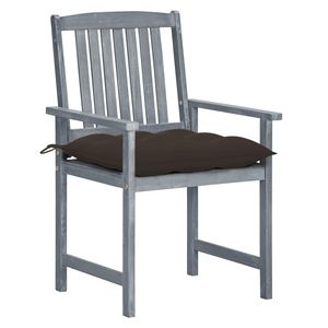 Set di 4 sedie da giardino resistenti in legno massello di acacia, finitura grigia standard - Product Image 2