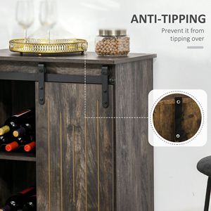 Mobile buffet moderno rustico in metallo autoportante con anta scorrevole e portabottiglie da 6 bottiglie - Product Image 6