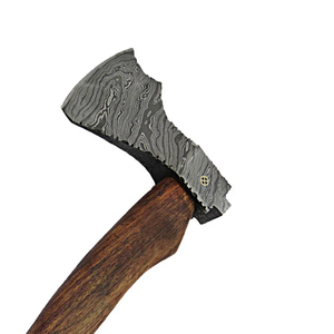 Hache professionnelle en acier Damas fabriquée à la main, manche ergonomique en bois, outil utilitaire de camping, fabricant OEM ODM - Product Image 6