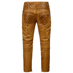 Pantalons en cuir véritable pour hommes, coupe ajustée, pantalons en cuir de créateur, fabrication OEM ODM de haute qualité - Product Image 2