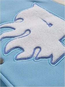 Veste universitaire faite à la main avec manches en cuir, col montant, logo frontal, coupe-vent - Product Image 5