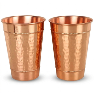 Vaso de Cobre Martillado de Lujo, Vaso de Agua Hecho a Mano de Primera Calidad para Hoteles y Spas, Elegante Vajilla Metálica, Suministro al por Mayor - Product Image 1