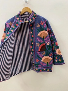 Velvet Suzani Embroidered Jacket Handmade Boho Chic Ethnic <b>Coat</b> Vintage Style Outerwear Wholesale Bohemian Velvet Jacket - Product Image 3