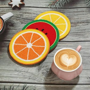 CRYSTAL CRAFT Creative Novelty Personalized Pattern Rice <b>Beads</b> <b>Coasters</b> Handmade Tea <b>Coasters</b> Insulating - Product Image 2