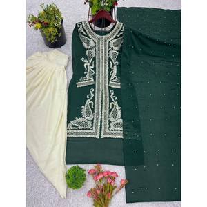 Conjunto de ropa de fiesta de diseñador para mujer Top Dhoti Salwar Dupatta - Product Image 4