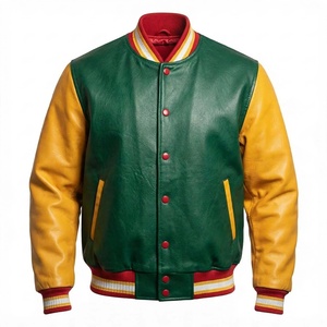 Chaqueta Varsity de Lana Personalizada, Chaqueta Letterman Verde y Amarilla, Chaqueta Bomber Retro, Chaqueta de Béisbol, Impermeable, de Secado Rápido, con Capucha - Product Image 2