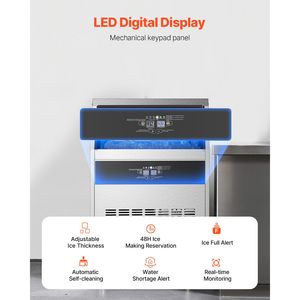 Macchina per il Ghiaccio Commerciale Autonoma, 265 libbre/24H, Grande Capacità di Stoccaggio, 108 Cubetti di Ghiaccio in 15 Minuti - Product Image 4