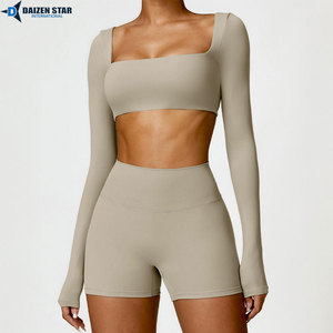Women Solid Seamless Yoga Set Mid Waist Leggings Sports Bra 2-Piece Gym Fitness Workout Clothing Front Logo Position OEM Custom - Product Image 3
