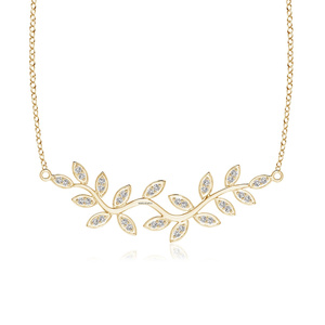 Joyería romántica con diseño de hoja y diamantes cultivados en laboratorio, chapada en rodio, para uso diario de mujeres, en oro de 10K, 14K, 18K, plata 925 y 935. - Product Image 2