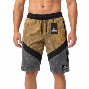 Shorts décontractés pour hommes en coton délavé style vintage, coupe décontractée, avec cordon de serrage et poches, idéaux pour l'été et la gym - Product Image 6