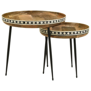 Mesa marroquí de alta demanda, chapada en oro, de forma redonda, con textura única y elegante, con patas de color negro, para decoración del hogar, hotel o sala de estar. - Product Image 4