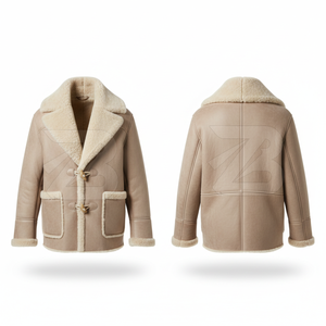 Men Genuine Leather Flight <b>Jacket</b> Double Breasted Belted Faux Fur Lining <b>Winter</b> Moto Biker Style Coat - Product Image 3