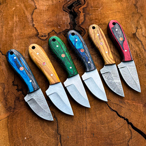 Cuchillo de caza al por mayor UA Supplies, de acero de Damasco, hoja fija, punta caída, mango de madera, EDC, para bushcraft, longitud total personalizable - Product Image 1