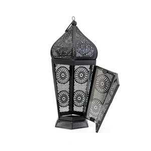 Décorations de maison pour le Ramadan 2026, lanternes porte-bougie classiques en métal noir marocain, faites à la main, durables, pour la décoration de table et de sol - Product Image 2