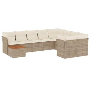 Conjunto de Sofá de Jardín Grande Desmontable de Ratán PE Beige y Marrón con Fundas - Product Image 2