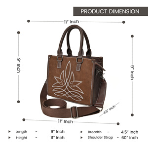 Bolso Tote de Cuero para Mujer, con Bordado de Puntada de Bota, Bolso Satchel Estructurado, Cierre Interior con Cremallera, Correa para el Hombro, para Uso Diario - Product Image 4