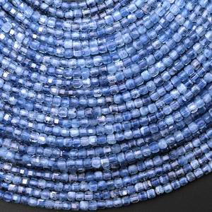 Perles cubiques facettées en aquamarine bleue naturelle Santa Maria, pierres précieuses en vrac pour la fabrication de bijoux - Product Image 6