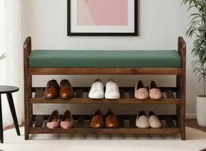 Meuble à chaussures classique en bois avec finition lisse pour l'entrée de la maison et les solutions de rangement de chambre à coucher - Product Image 1