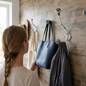 Cast Iron Eco-Friendly Waterproof Vintage <b>Wall</b> Mounted Coat Hat Hooks Ceramic Knobs for Bathroom Kitchen Door <b>Clothes</b> Towel - Product Image 4