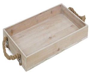 Plateau de service rectangulaire à un niveau classique et moderne personnalisé avec poignées en bois laqué et métal pour la décoration intérieure, la cuisine et le salon - Product Image 3