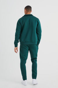 Mens Dark Green Collared Full-Zip Jacket and Matching Track <b>Pants</b> Tracksuit OEM ODM Wholesale Apparel - Product Image 2