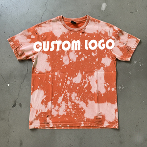 Camiseta Personalizada de Gran Tamaño, Estilo Hip Hop, 220 g/m², Desgastada, con Efecto Rasgado, Vintage, Lavado Ácido, Hombros Caídos, para Hombre - Product Image 3