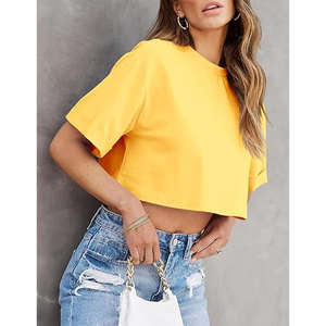 Women Streetwear Oversized <b>Crop</b> <b>Top</b> Casual Cotton Fashion T Shirt for Clothing Manufacturers - Product Image 3