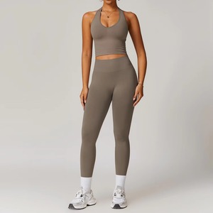 Conjunto de Yoga de 2 Piezas para Mujer, Hombros Descubiertos, Cintura Alta, Spandex/Nailon, Tela Transpirable Antibacteriana, Cintura Elástica, Personalizable - Product Image 3