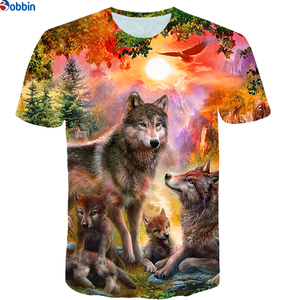 Custom Designed <b>Men's</b> Wolf 3D Print T-Shirt Short Sleeve O-Neck Casual <b>Animal</b> Pattern Breathable Regular Fit Polyester Shirt - Product Image 6
